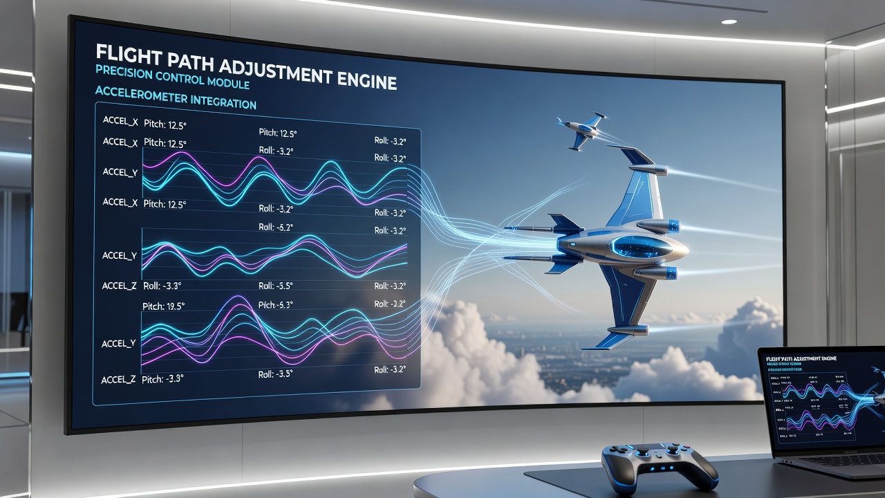 In-game screenshot of endless sky racer threading multiple obstacles with combo chain indicators active