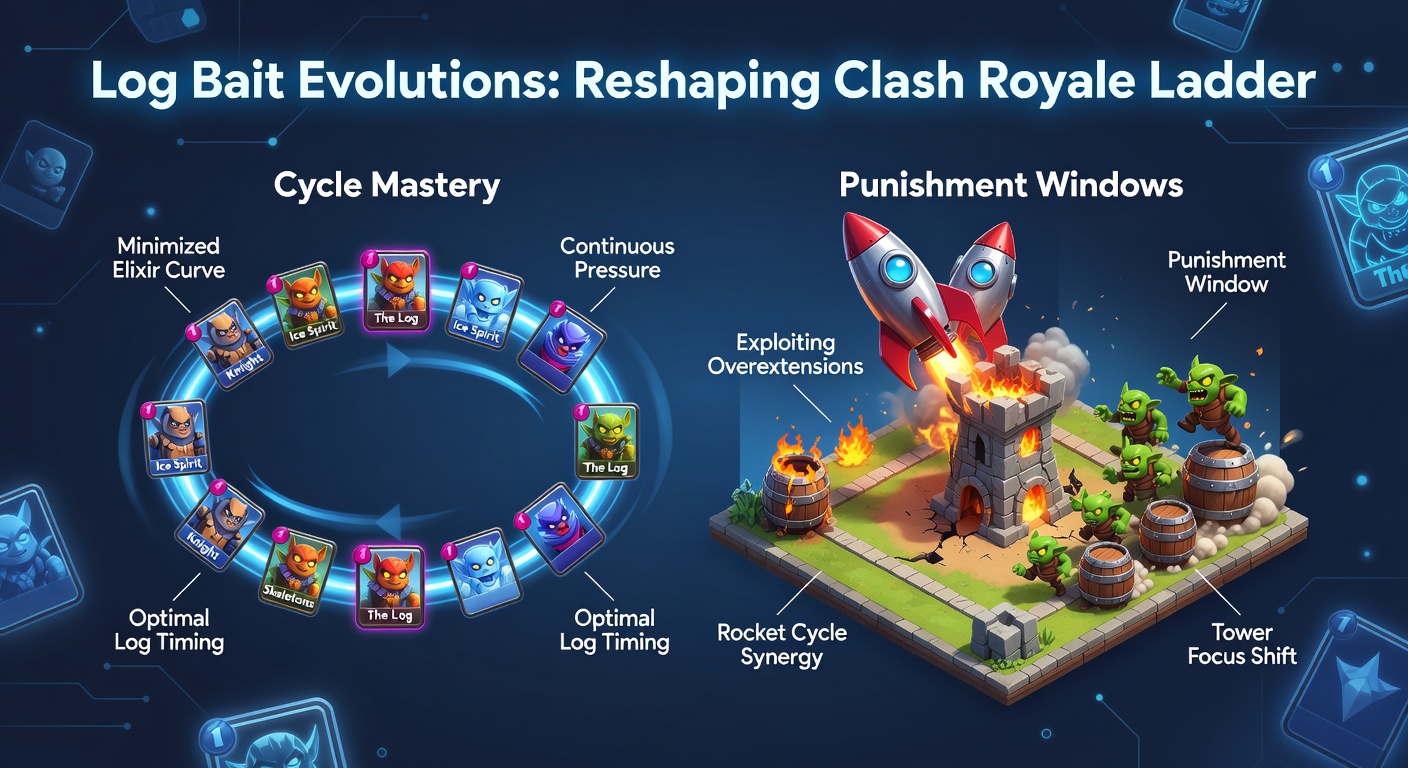 Close-up of a punishment window in Log Bait, with Goblin Barrel overwhelming a spell-exhausted tower